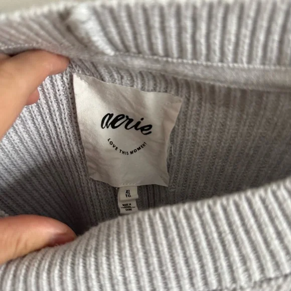 Aerie XL Gray Ribbed Oversized Sweater VGUC - Picture 2 of 4